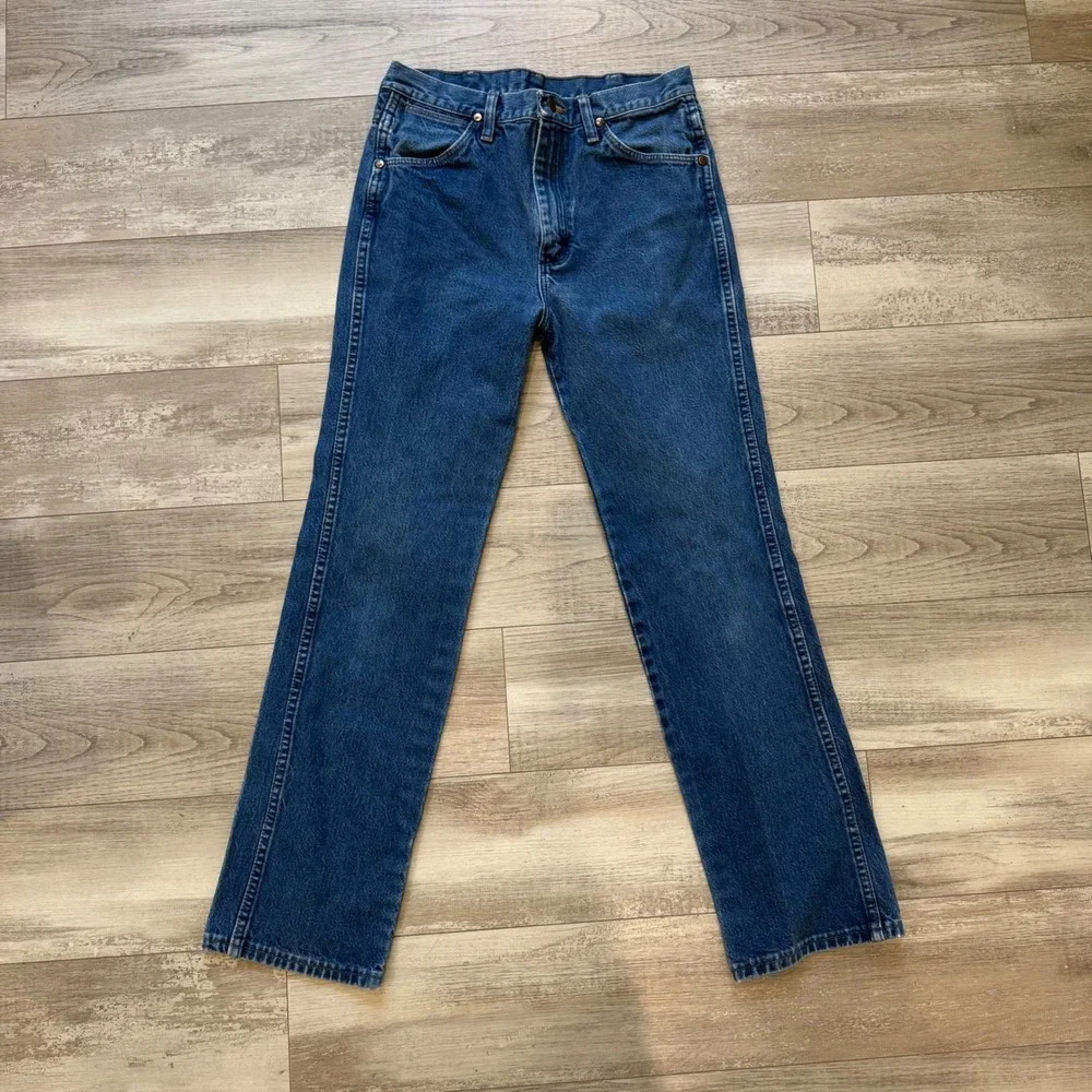 Vintage Y2K Wrangler 980DEN Straight Leg Blue Jeans 31x32 90s Western Cowboy